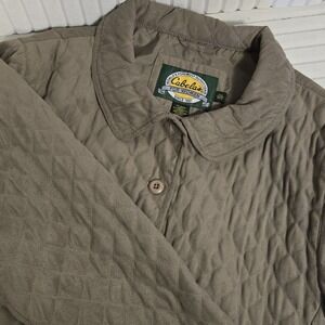 Cabelas Jacket Womens 2XL Light Brown Quilted Button Up‎ Coat